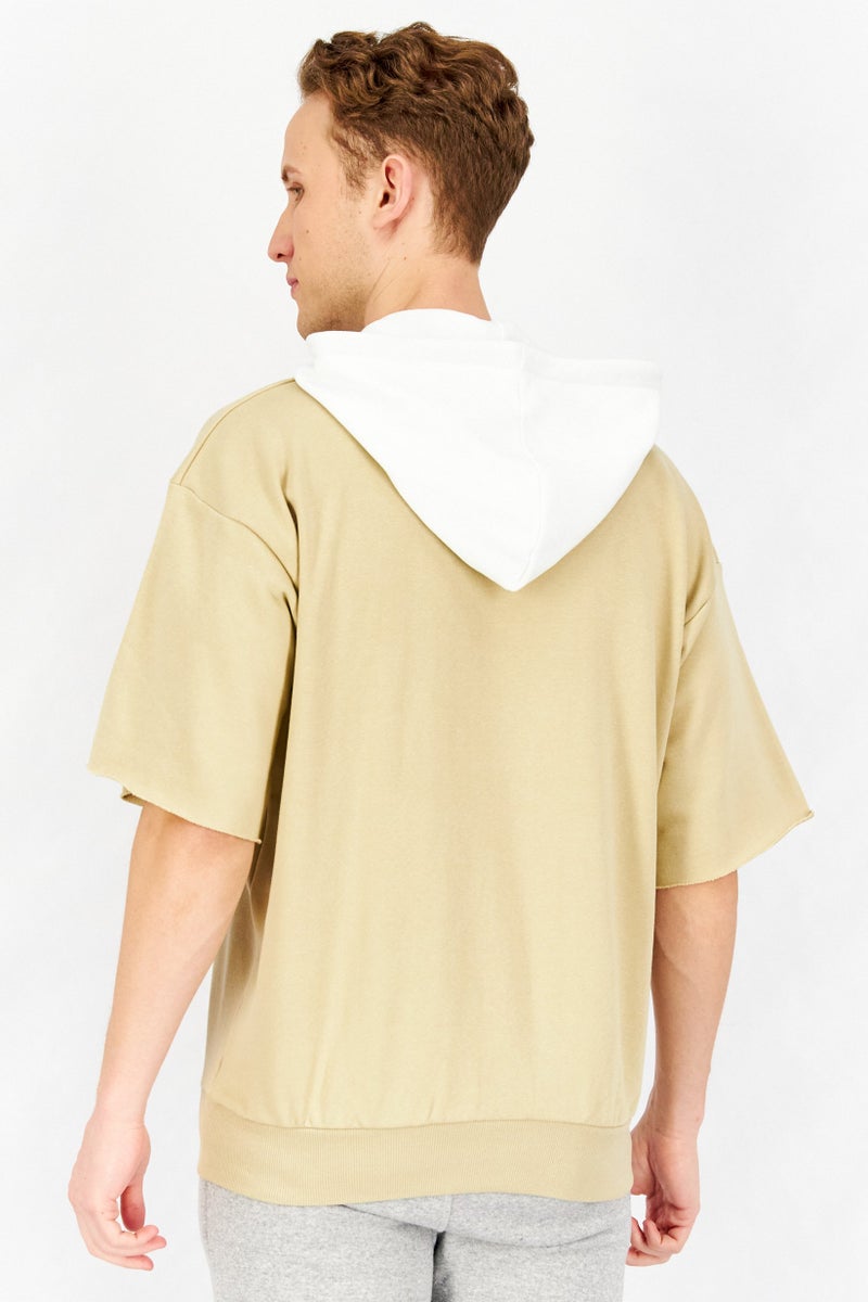 JOHN RICHMOND Men Sportswear Fit Short Sleeves Hoodie, Beige - Image 2